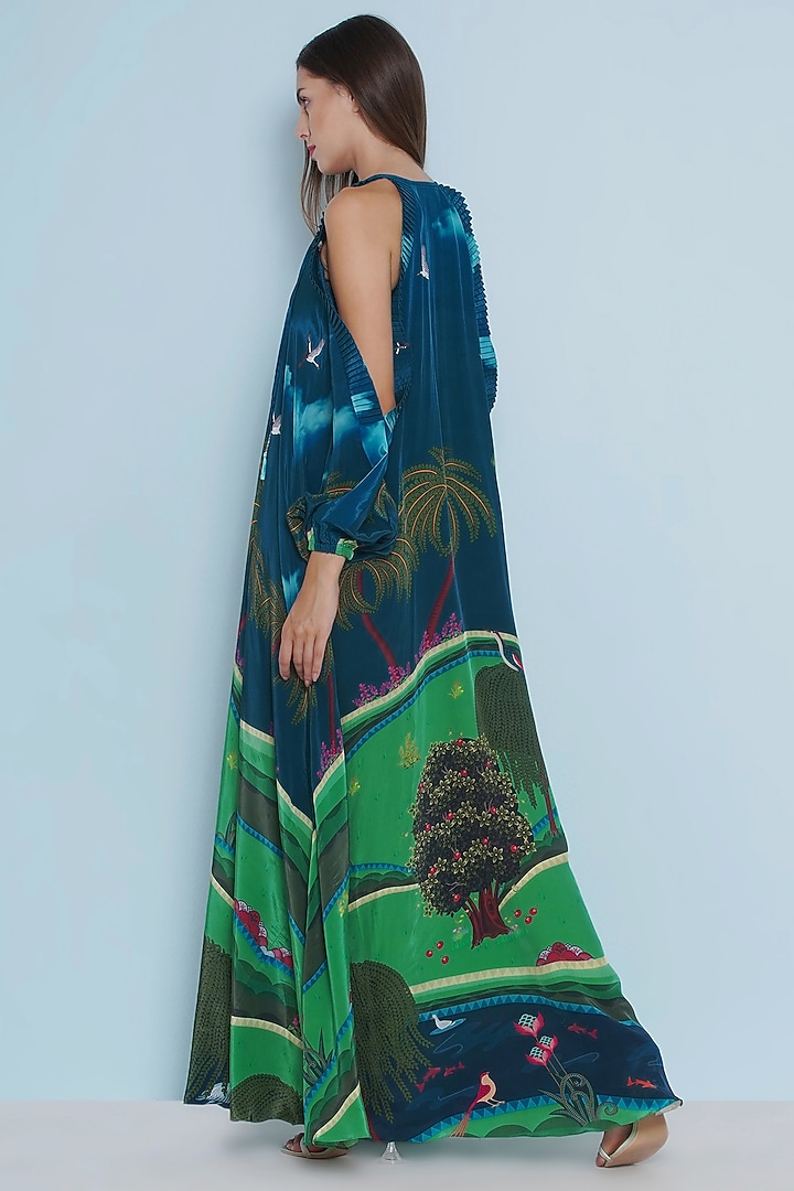 Multi-Colored Crepe Chintz Printed Maxi Vacation Dress by Limerick By Abirr N' Nanki at Pernia's Pop Up Shop