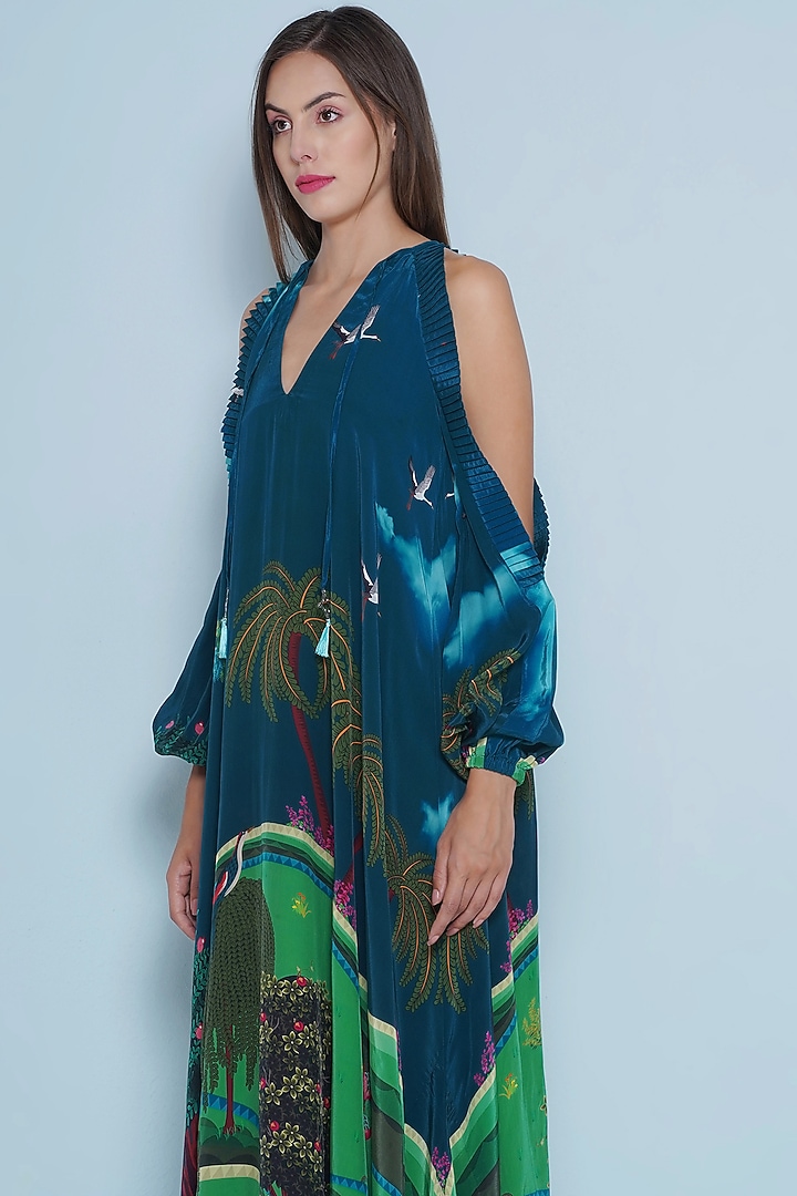 Multi-Colored Crepe Chintz Printed Maxi Vacation Dress by Limerick By Abirr N' Nanki at Pernia's Pop Up Shop