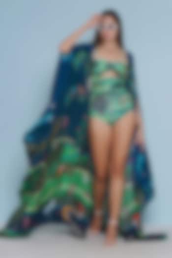 Multi-Colored Crepe Chintz Printed Cape by Limerick By Abirr N' Nanki at Pernia's Pop Up Shop
