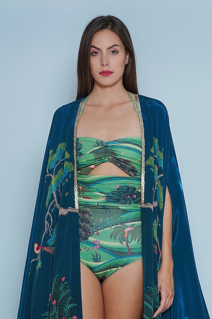 Multi-Colored Crepe Chintz Printed Cape by Limerick By Abirr N' Nanki at Pernia's Pop Up Shop