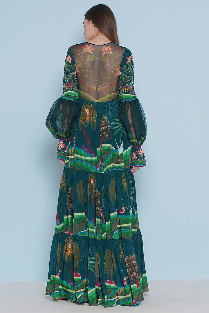 Multi-Colored Crepe Printed Tiered Maxi Vacation Dress by Limerick By Abirr N' Nanki at Pernia's Pop Up Shop