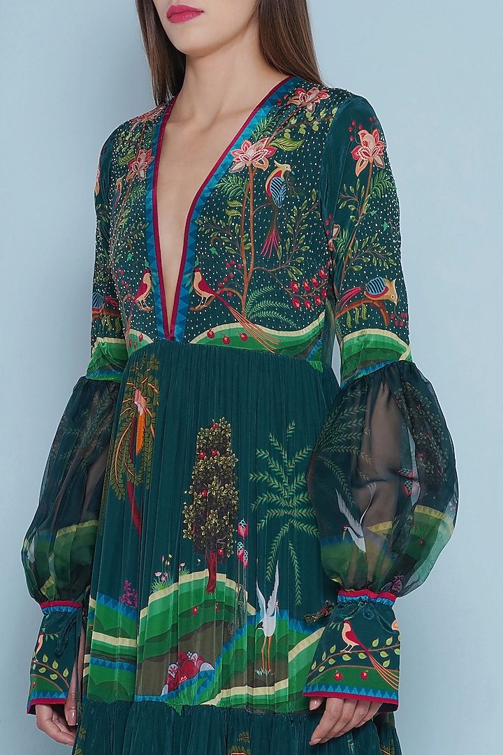 Multi-Colored Crepe Printed Tiered Maxi Vacation Dress by Limerick By Abirr N' Nanki at Pernia's Pop Up Shop