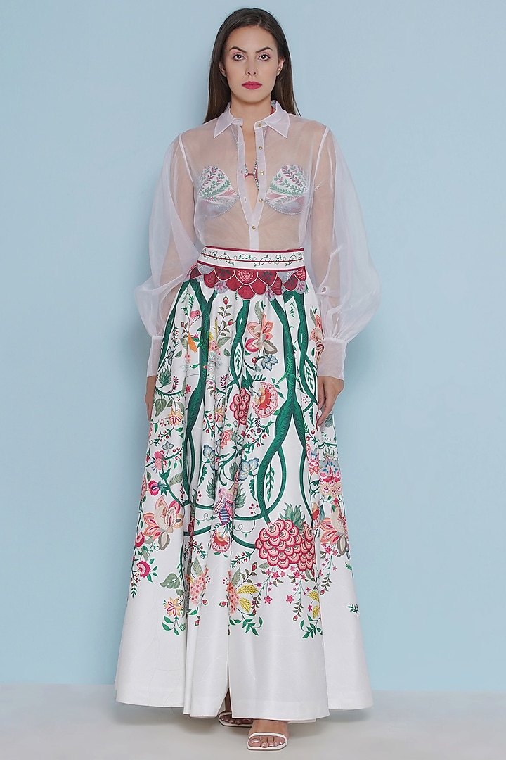 White Organza Sheer Shirt by Limerick By Abirr N' Nanki at Pernia's Pop Up Shop
