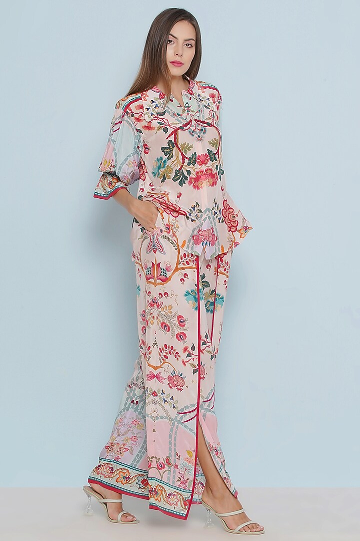 Multi-Colored Crepe Chintz Printed Wrap Pants by Limerick By Abirr N' Nanki at Pernia's Pop Up Shop