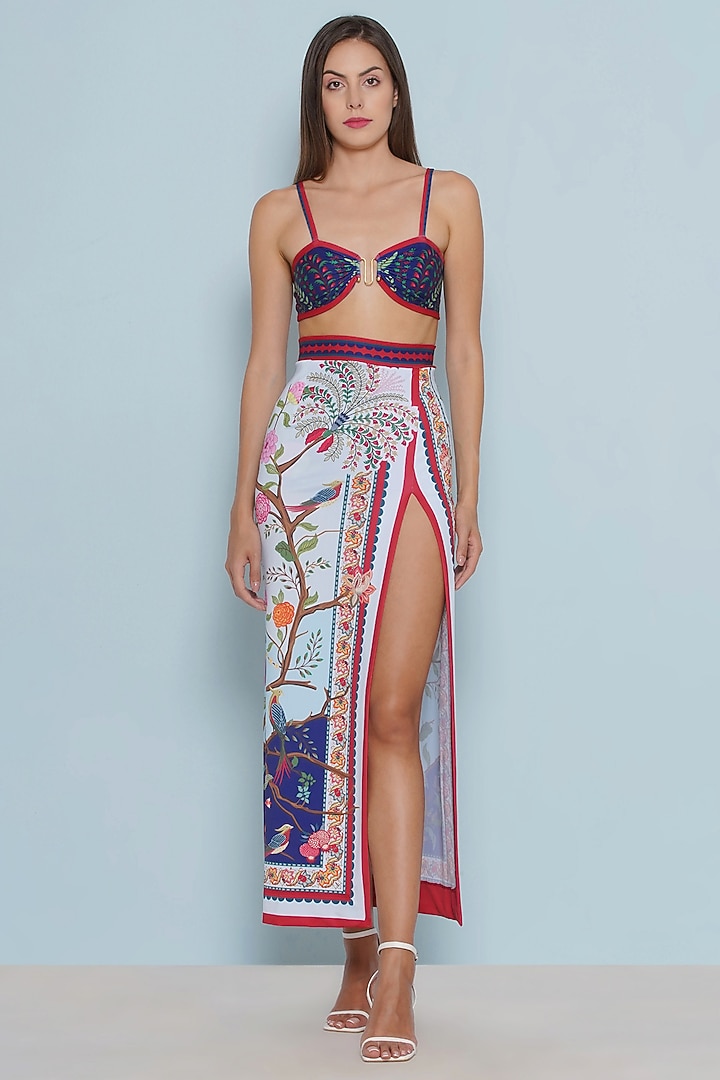 Multi-Colored Polyester & Spandex Printed Skirt by Limerick By Abirr N' Nanki at Pernia's Pop Up Shop