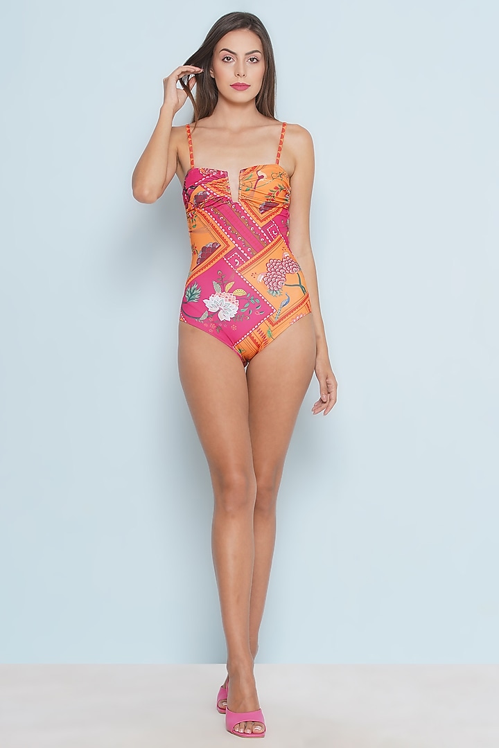 Multi-Colored Polyester & Spandex Printed Monokini by Limerick By Abirr N' Nanki at Pernia's Pop Up Shop