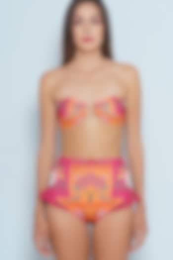 Multi-Colored Polyester & Spandex Printed Bikini Set by Limerick By Abirr N' Nanki