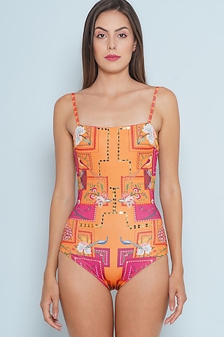 Multi-Colored Polyester & Spandex Chintz Printed Monokini by Limerick By Abirr N' Nanki