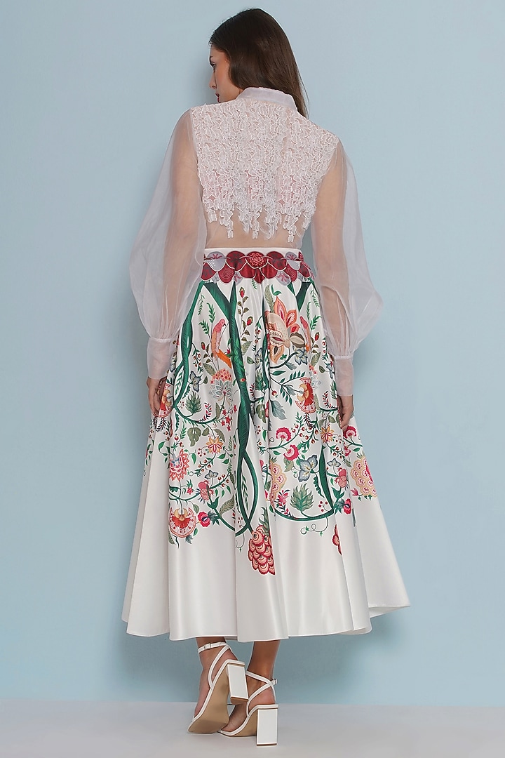 Ivory Organza Ruched Shirt by Limerick By Abirr N' Nanki at Pernia's Pop Up Shop