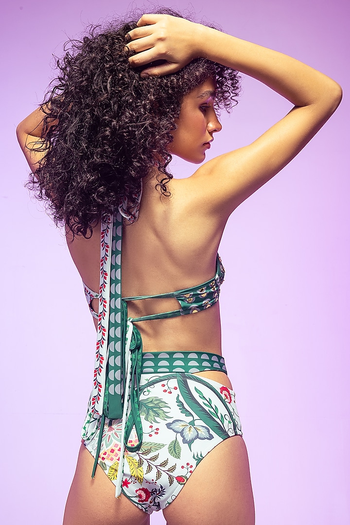 Multi-Colored Polyester & Spandex Printed Bikini Set by Limerick By Abirr N' Nanki at Pernia's Pop Up Shop