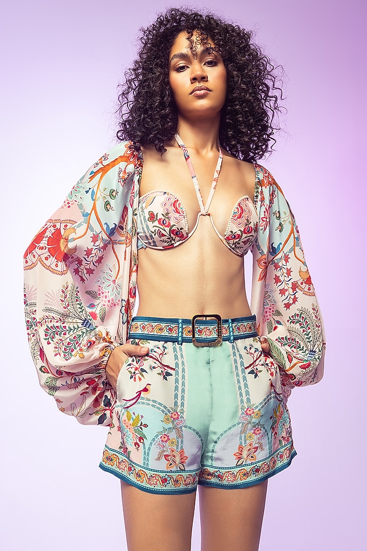 Multi-Colored Crepe Printed Shorts by Limerick By Abirr N' Nanki at Pernia's Pop Up Shop