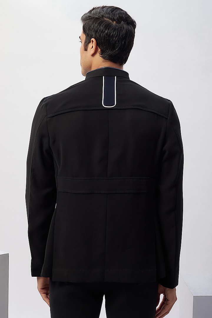 Black & White Lycra Patchwork Party Wear Shirt by Label Mukund Taneja at Pernia's Pop Up Shop