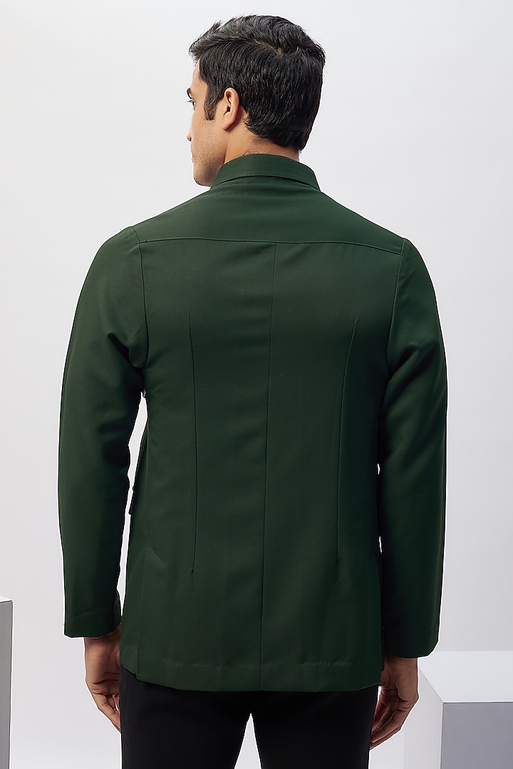 Green & Black Cotton Viscose Patchwork Safari Party Wear Shirt by Label Mukund Taneja at Pernia's Pop Up Shop