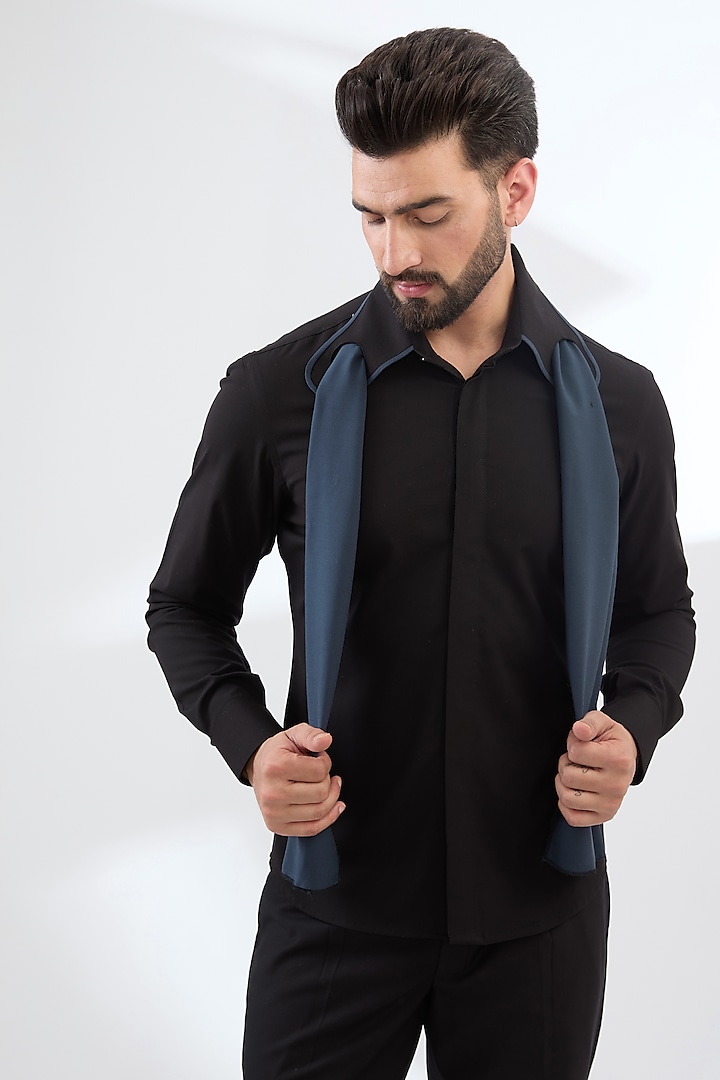 Black Cotton Shirt by Label Mukund Taneja