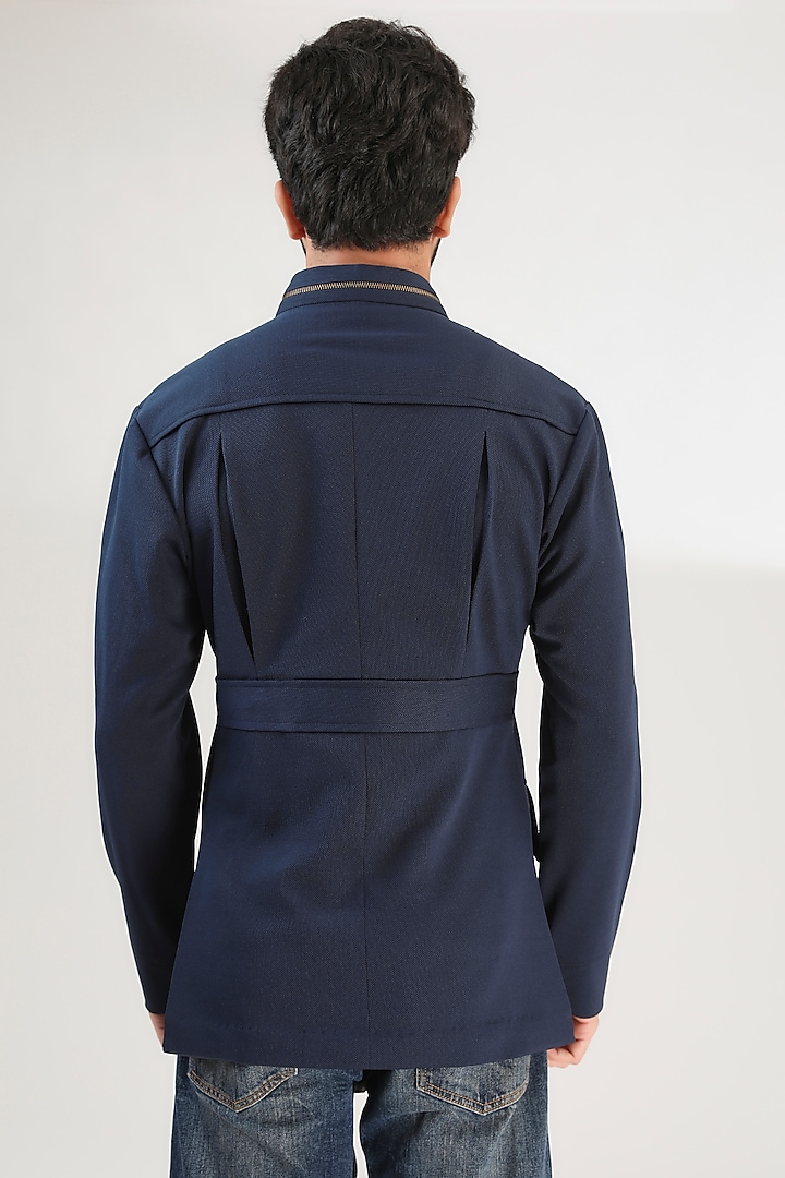 Blue Cotton Lycra Wedding Shirt by Label Mukund Taneja at Pernia's Pop Up Shop