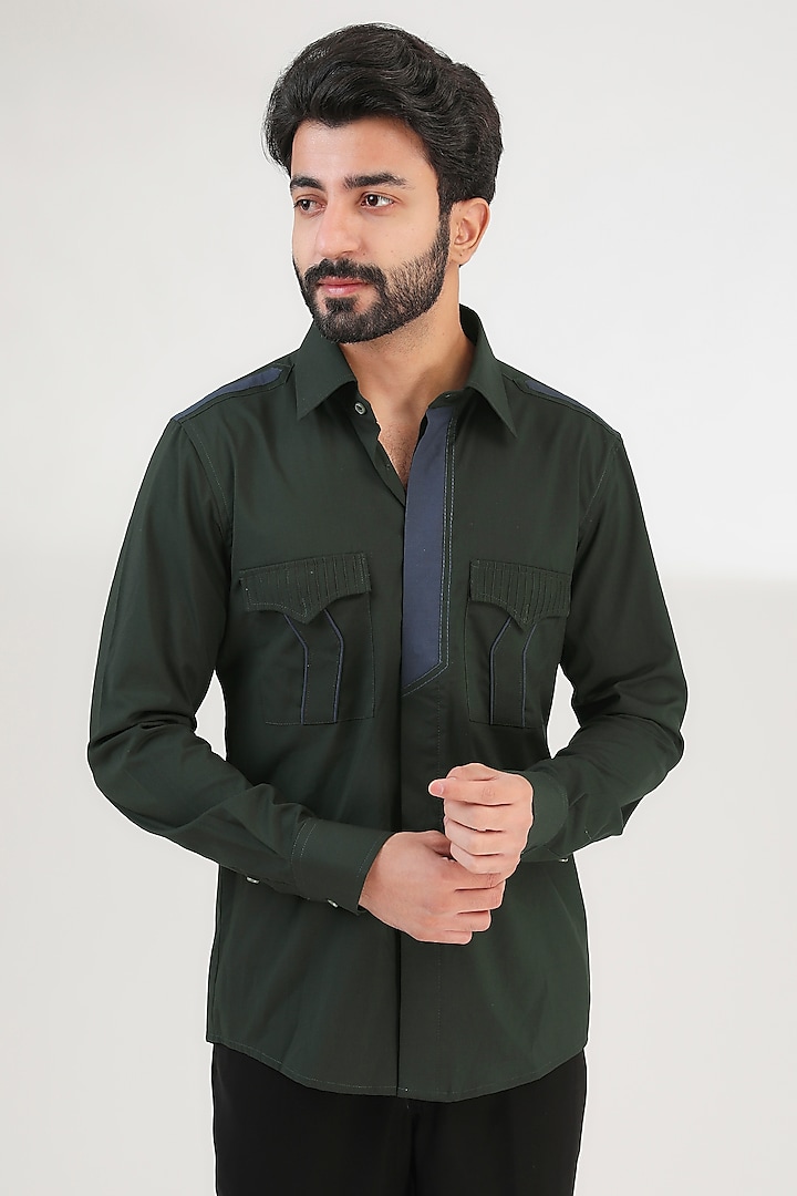 Green Turkish Cotton Shirt by Label Mukund Taneja