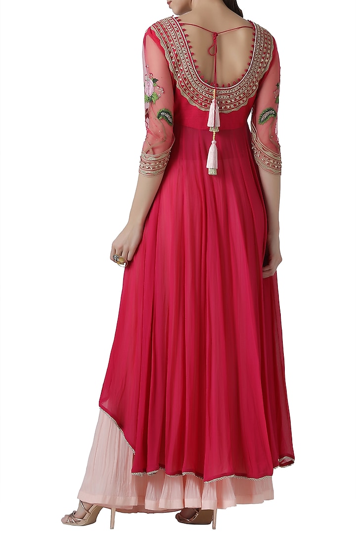 Pink embroidered lehenga set by Limerick By Abirr N' Nanki