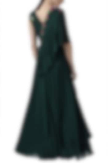 Deep green embroidered gown by Limerick By Abirr N' Nanki