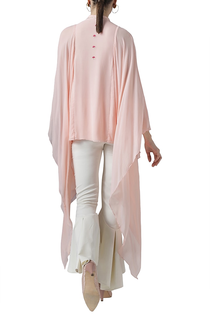 Blush pink embroidered drape top by Limerick By Abirr N' Nanki