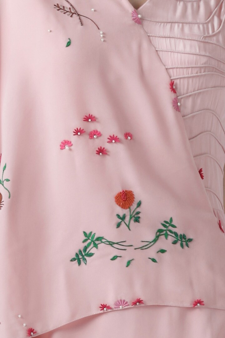 Blush pink embroidered jumpsuit by Limerick By Abirr N' Nanki at Pernia's Pop Up Shop