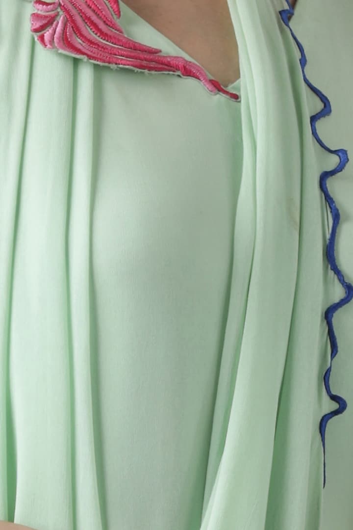Green embroidered drape top by Limerick By Abirr N' Nanki at Pernia's Pop Up Shop
