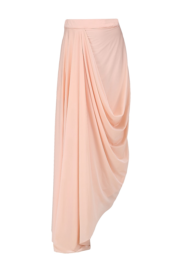 Fuschia pink embroidered asymmetrical top with blush pink drape skirt available only at Pernia's Pop Up Shop.