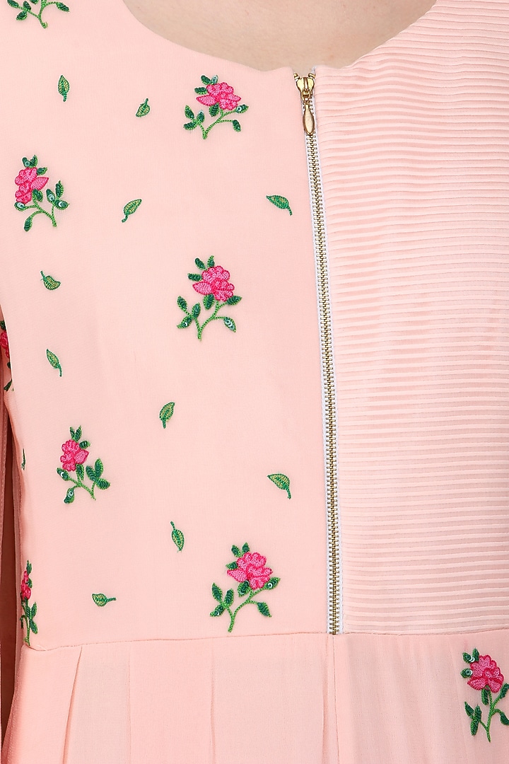 Blush pink embroidered cold shoulder jumpsuit available only at Pernia's Pop Up Shop.