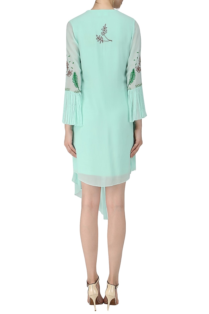 Mint blue embroidered drape dress available only at Pernia's Pop Up Shop.