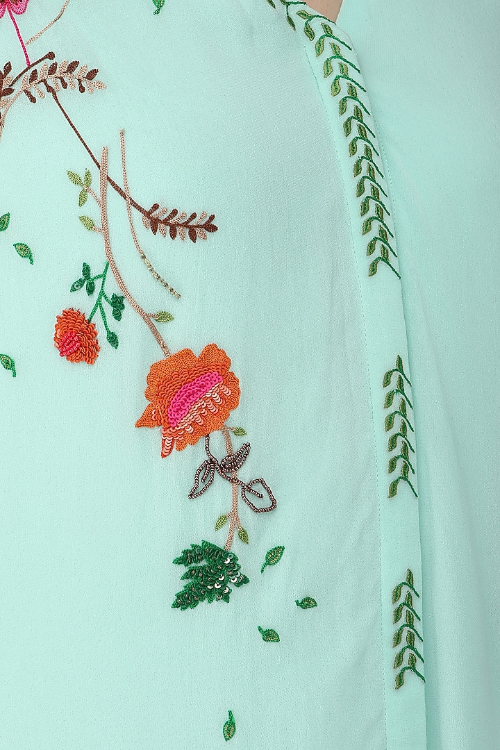 Mint blue embroidered drape dress available only at Pernia's Pop Up Shop.