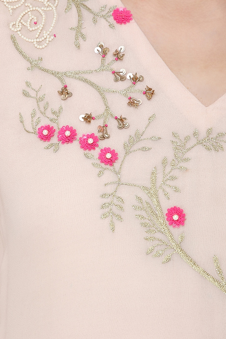 Pink ombre embroidered drape dress available only at Pernia's Pop Up Shop.