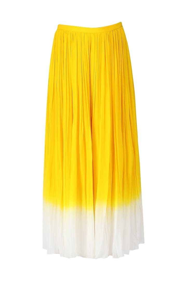 Yellow embroidered kurta with attached cape and sharara pants set available only at Pernia's Pop Up Shop.