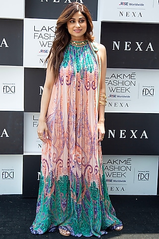 Multi-Colored Georgette Printed & Embroidered Jumpsuit by Limerick By Abirr N' Nanki