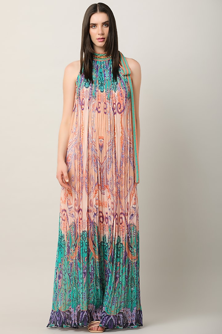 Multi-Colored Georgette Printed & Embroidered Jumpsuit by Limerick By Abirr N' Nanki at Pernia's Pop Up Shop