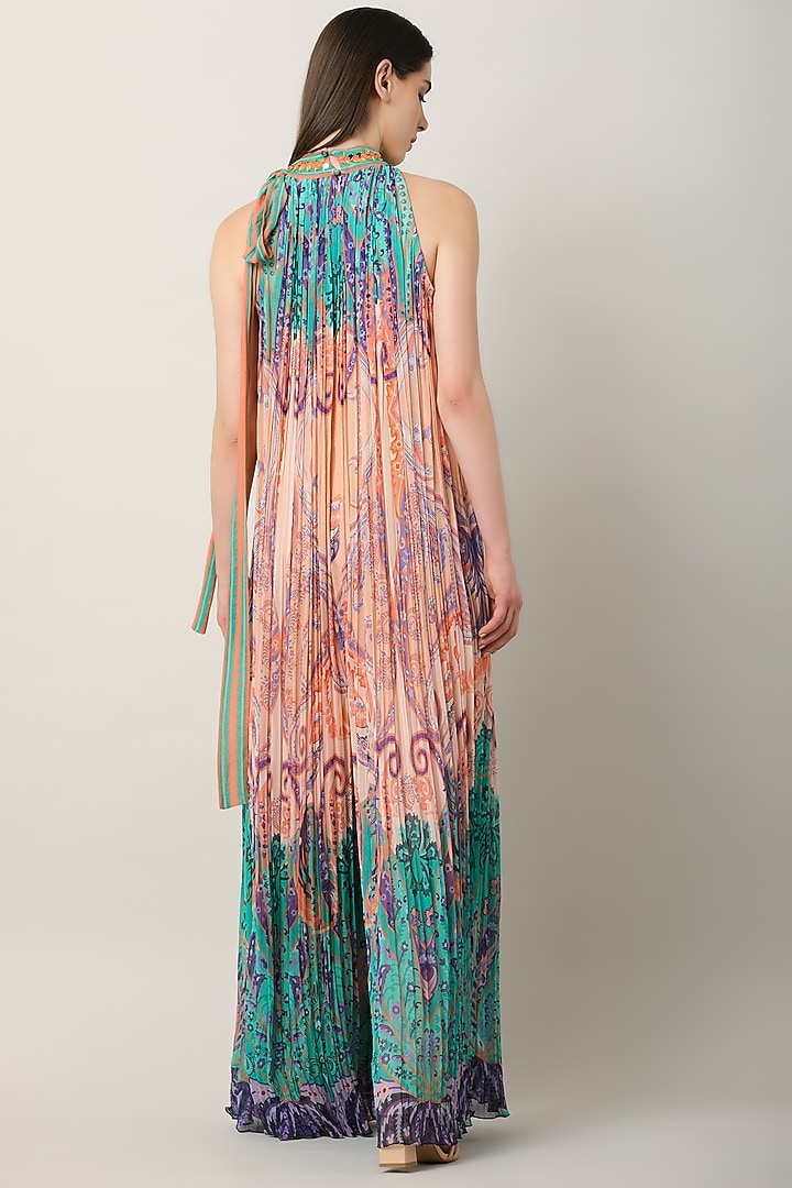 Multi-Colored Georgette Printed & Embroidered Jumpsuit by Limerick By Abirr N' Nanki at Pernia's Pop Up Shop