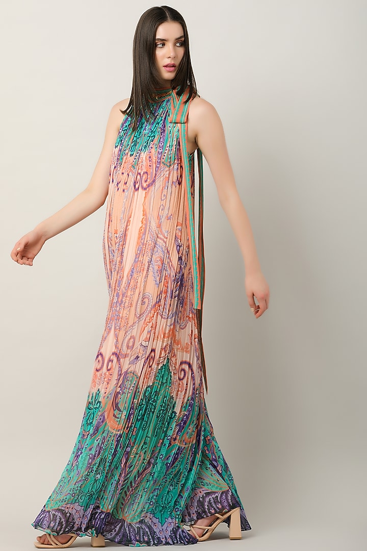 Multi-Colored Georgette Printed & Embroidered Jumpsuit by Limerick By Abirr N' Nanki at Pernia's Pop Up Shop