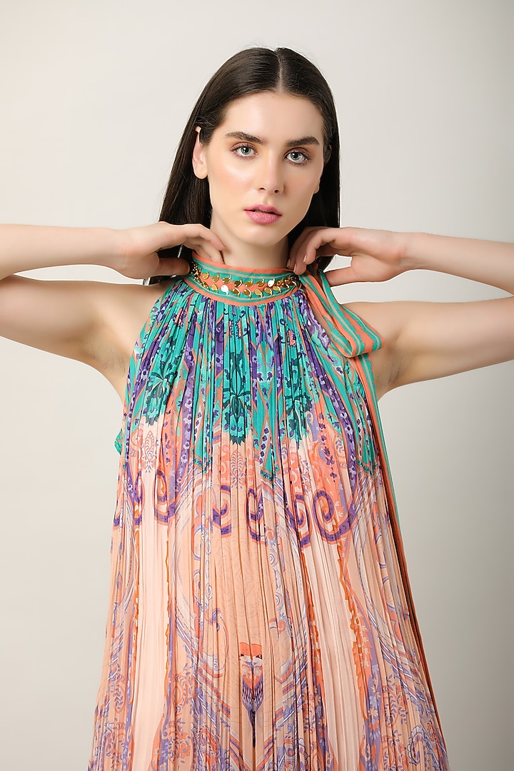 Multi-Colored Georgette Printed & Embroidered Jumpsuit by Limerick By Abirr N' Nanki at Pernia's Pop Up Shop