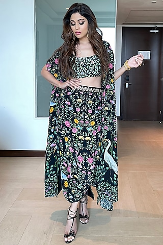 Black Printed Cape Set by Limerick By Abirr N' Nanki