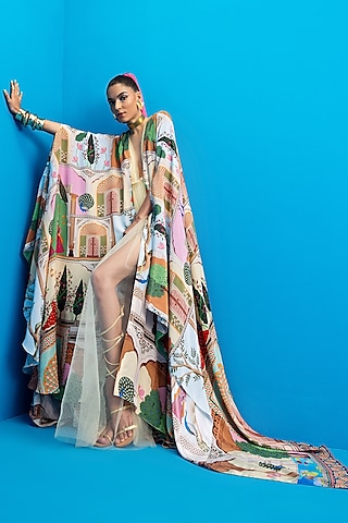 Multi-Colored Printed Cape by Limerick By Abirr N' Nanki