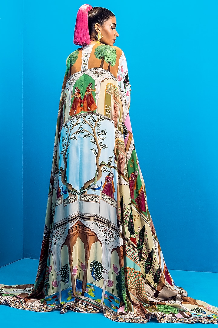 Multi-Colored Printed Cape by Limerick By Abirr N' Nanki at Pernia's Pop Up Shop