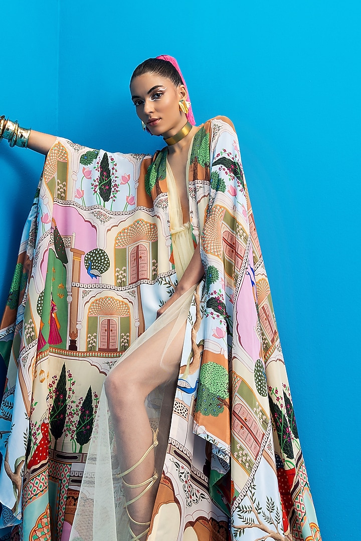 Multi-Colored Printed Cape by Limerick By Abirr N' Nanki at Pernia's Pop Up Shop