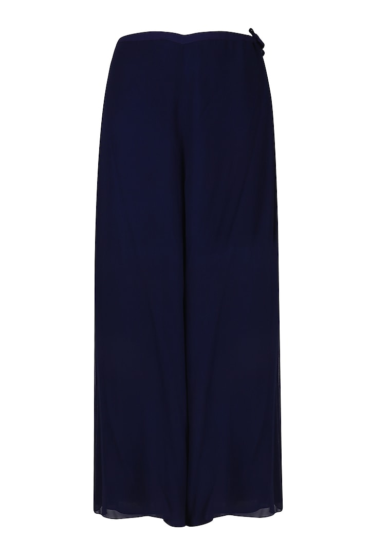 Navy blue floral embroidered anarkali set available only at Pernia's Pop Up Shop.