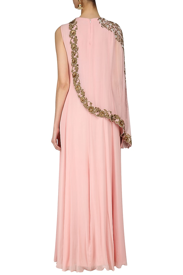 Baby pink floral embroidered cape tunic available only at Pernia's Pop Up Shop.