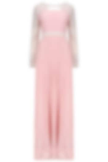 Blush Pink Pearl, Sequins and Bead Work Maxi Dress by Limerick By Abirr N' Nanki