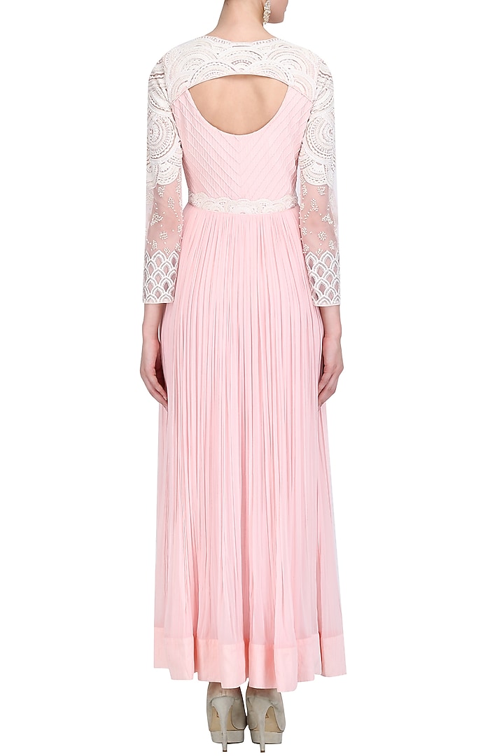 Blush pink pearl, sequins and bead work maxi dress available only at Pernia's Pop Up Shop.