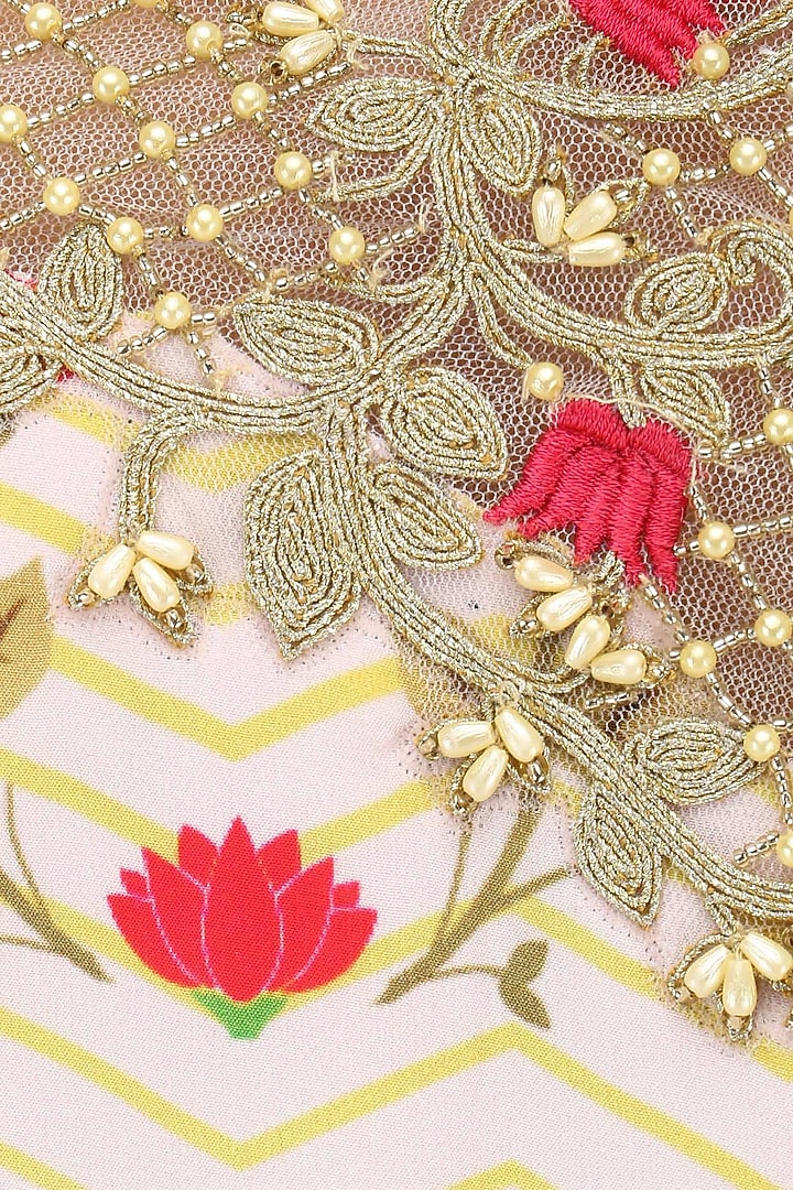 Blush pink pearl and sequins printed cape dress available only at Pernia's Pop Up Shop.