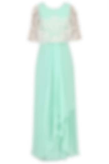 Mint Cord and Bead Work Cape Maxi Dress by Limerick By Abirr N' Nanki