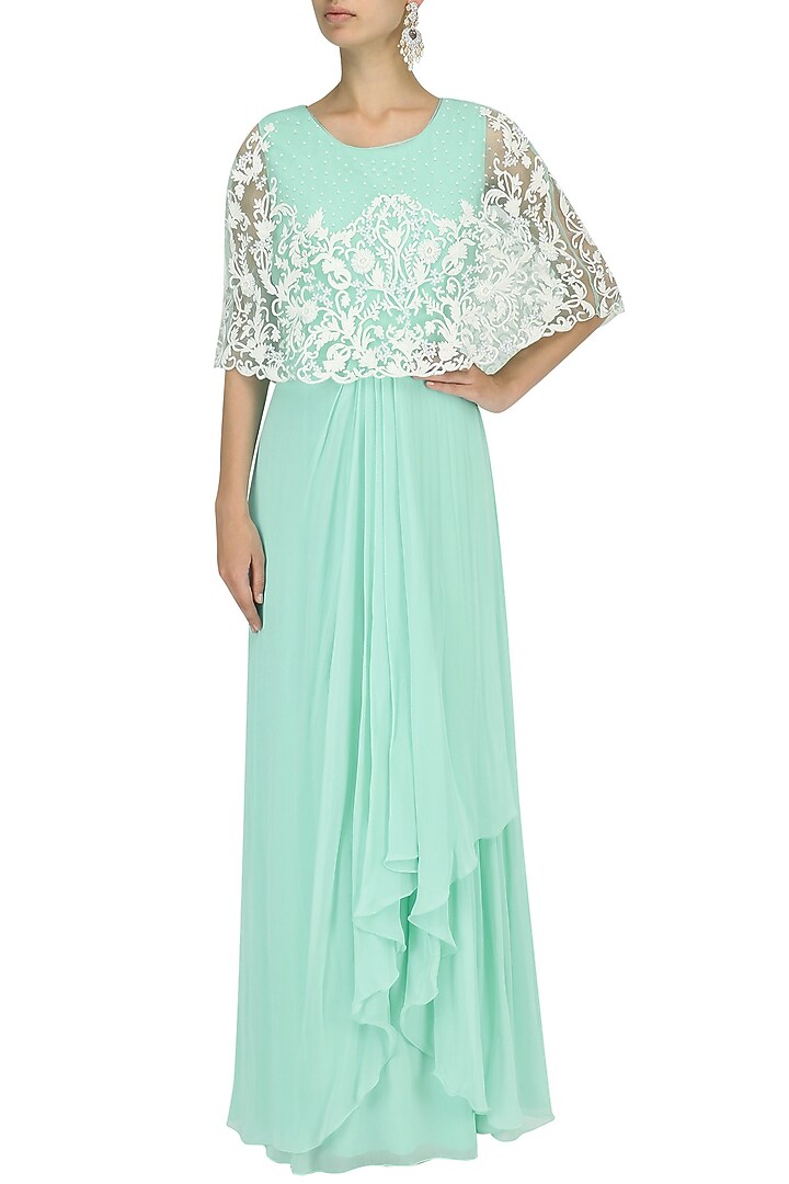 Ivory cord and bead work Cape maxi dress available only at Pernia's Pop Up Shop.