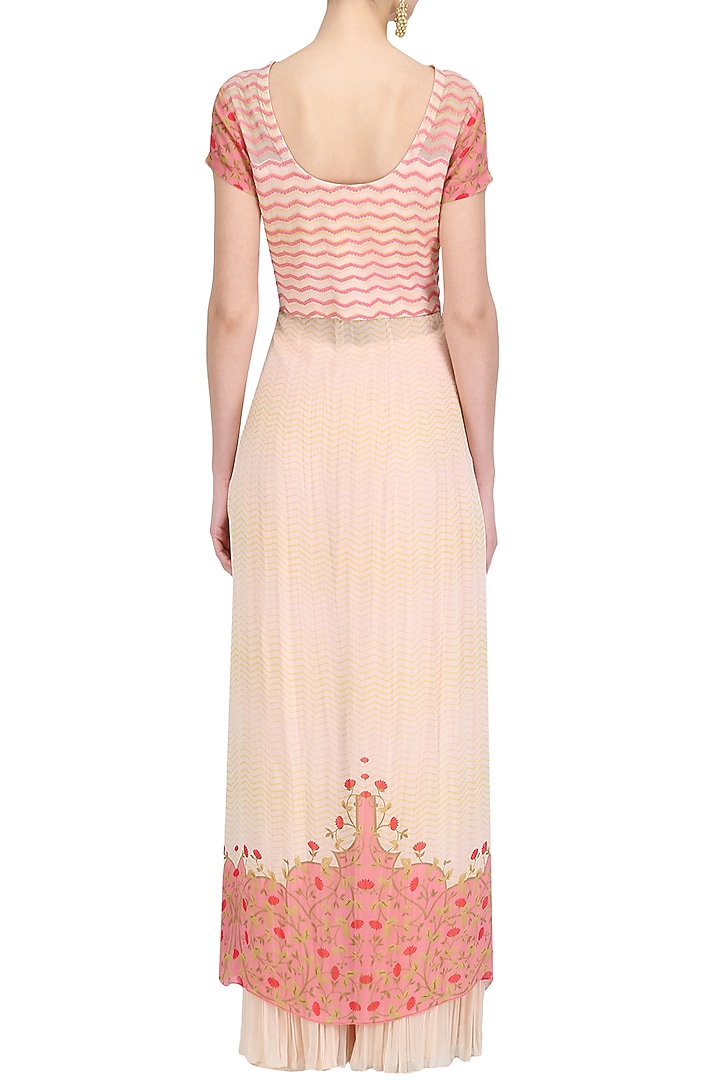 Blush pink cord embroidered asymmetrical kurta and sharara set available only at Pernia's Pop Up Shop.