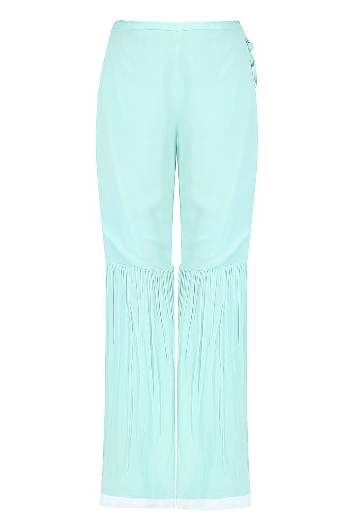 Mint sequins and bead short kurta with crinkled sharara set available only at Pernia's Pop Up Shop.
