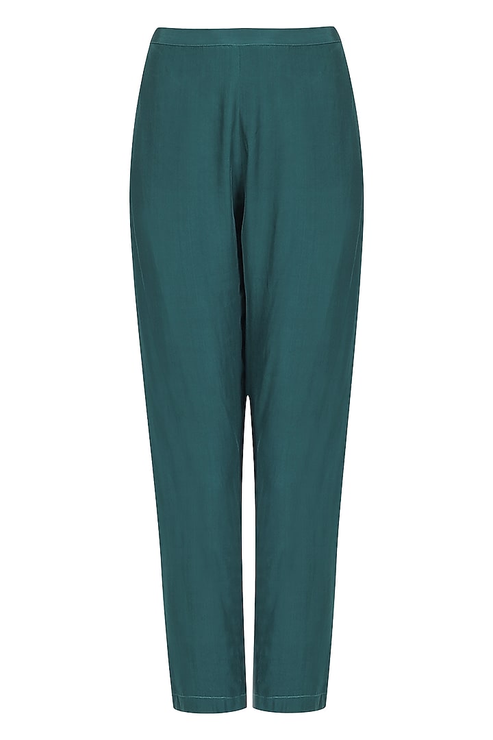 Deep green crewel embroidered full length tunic with pants available only at Pernia's Pop Up Shop.